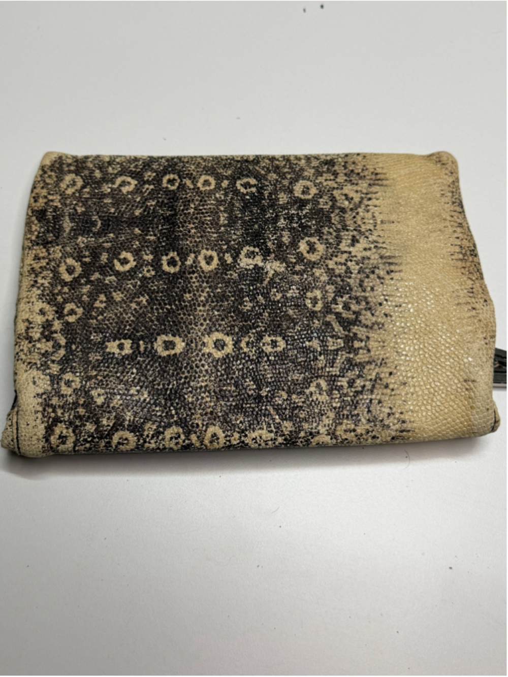 Women's Henri Bendel One Size Snake Print Clutch in Beige and Black - Picture 5 of 8